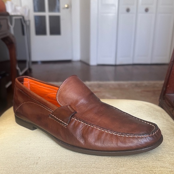 Santoni Faith Brown Leather Moc Toe Slip-On Loafer Shoes Men\'s Size 11.5 EE Wide main image 16
